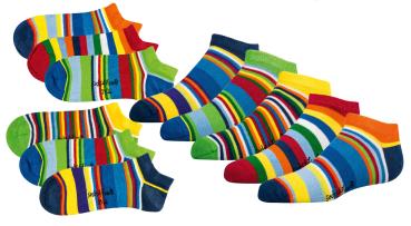 6 Paar TippTexx 24 Kinder Sneakersocken Gute Laune Ringel